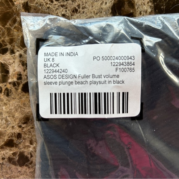 100% Viscose Plunge Neck Black Swimsuit Coverup - Picture 3 of 6